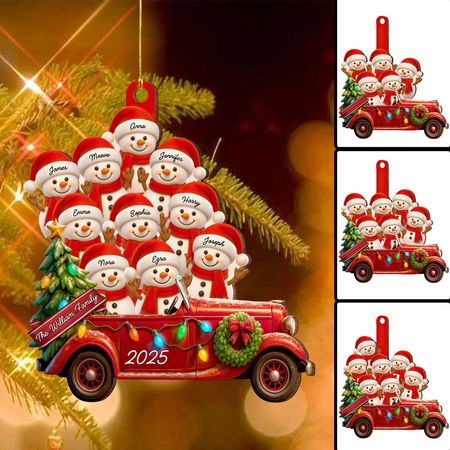 Holly Happy Snowman Family - Personalised Christmas Acrylic Decoration